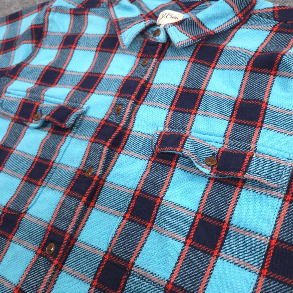 J Crew Flannel Shirt Jacket Womens 3X Blue Red Stanton Plaid Heavyweight Shacket - Picture 3 of 10